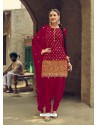 Rose Red Designer Party Wear Faux Georgette Punjabi Patiala Suit