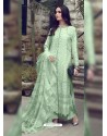 Pista Green Designer Party Wear Glaze Cotton Salwar Suit