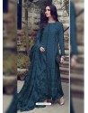 Navy Blue Designer Party Wear Glaze Cotton Salwar Suit