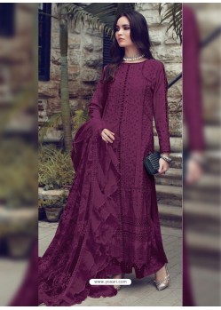 Deep Wine Designer Party Wear Glaze Cotton Salwar Suit