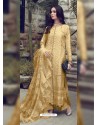 Light Yellow Designer Party Wear Glaze Cotton Salwar Suit