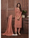 Light Orange Butterfly Net Designer Party Wear Straight Salwar Suit