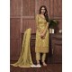 Light Yellow Butterfly Net Designer Party Wear Straight Salwar Suit