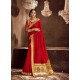 Red Designer Classic Wear Chanderi Silk Sari