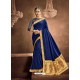 Dark Blue Designer Classic Wear Chanderi Silk Sari