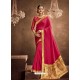 Rose Red Designer Classic Wear Chanderi Silk Sari