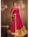 Rose Red Designer Classic Wear Chanderi Silk Sari