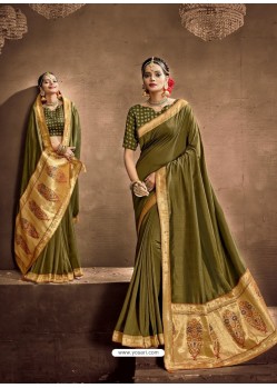 Mehendi Designer Classic Wear Chanderi Silk Sari