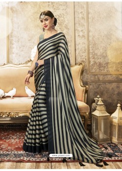 Black Designer Party Wear China Chiffon Sari