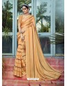 Light Orange Designer Party Wear China Chiffon Sari