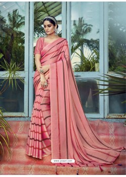 Peach Designer Party Wear China Chiffon Sari