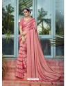 Peach Designer Party Wear China Chiffon Sari