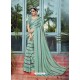 Aqua Mint Designer Party Wear China Chiffon Sari