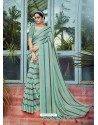 Aqua Mint Designer Party Wear China Chiffon Sari