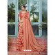 Light Orange Designer Party Wear China Chiffon Sari