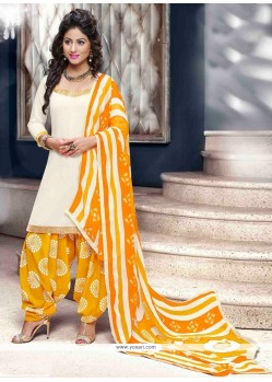 Gilded White Patiala Suit