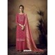 Light Red Muslin Silk Designer Party Wear Palazzo Salwar Suit