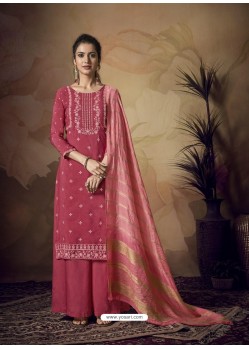 Light Red Muslin Silk Designer Party Wear Palazzo Salwar Suit