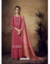 Light Red Muslin Silk Designer Party Wear Palazzo Salwar Suit