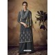 Dark Grey Muslin Silk Designer Party Wear Palazzo Salwar Suit