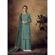 Grayish Green Muslin Silk Designer Party Wear Palazzo Salwar Suit