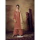 Rust Muslin Silk Designer Party Wear Palazzo Salwar Suit