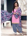 Sunshine Pink Lace Work Designer Patiala Suit