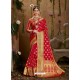 Red Designer Party Wear Jacquard Silk Sari
