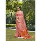 Peach Designer Party Wear Chiffon Sari