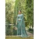 Aqua Mint Designer Party Wear Chiffon Sari