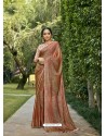 Rust Designer Party Wear Chiffon Sari