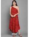Tomato Red Designer Readymade Party Wear One Shoulder Kurti