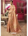Light Orange Designer Party Wear Jacquard Silk Sari