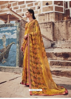 Mustard Designer Casual Wear Georgette Sari