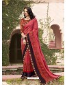 Light Red Designer Casual Wear Georgette Sari