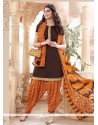 Divine Brown Lace Work Cotton Designer Patiala Suit