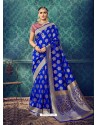 Royal Blue Latest Designer Party Wear Sari