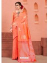 Orange Latest Designer Party Wear Sari