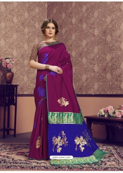 Deep Wine Latest Designer Party Wear Sari