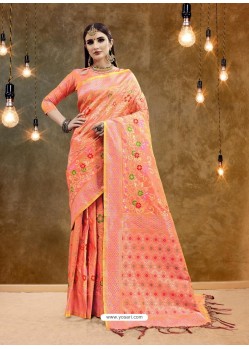 Light Orange Latest Designer Party Wear Sari