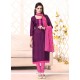 Catchy Lace Work Violet Bhagalpuri Silk Churidar Salwar Suit