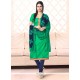Vivid Lace Work Bhagalpuri Silk Sea Green Churidar Salwar Suit