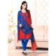 Grandiose Red Bhagalpuri Silk Churidar Salwar Suit