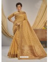 Mustard Designer Party Wear Cotton Jacquard Sari