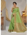 Green Designer Party Wear Cotton Jacquard Sari