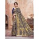 Navy Blue Designer Classic Wear Jacquard Silk Sari