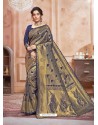 Navy Blue Designer Classic Wear Jacquard Silk Sari