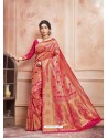 Fuchsia Designer Classic Wear Jacquard Silk Sari