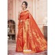 Orange Designer Classic Wear Jacquard Silk Sari