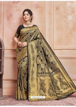 Black Designer Classic Wear Jacquard Silk Sari